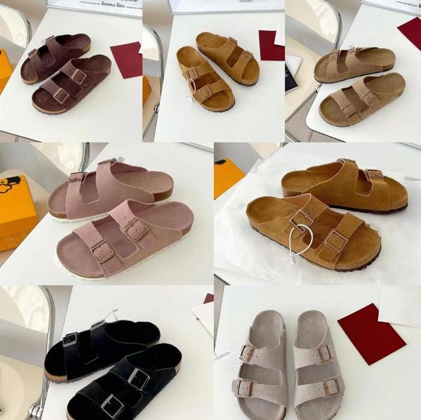 

summer luxury couples slippers designer flat bottom slipper leather leisure sandals outdoor retro fashion beach shoes men women sandal, Black