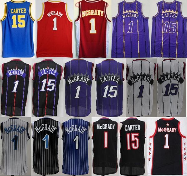 

men basketball tracy mcgrady jersey 1 north carolina tar heels vince carter 15 college vintage mt zion christian florida daytona men, Black;red