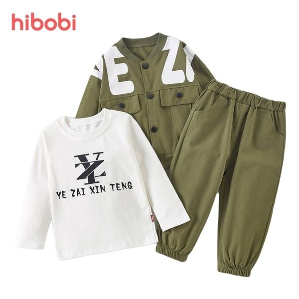 

clothing sets hibobi spring and autumn toddler boy letter printing coat sweatshirt pants 220909, White