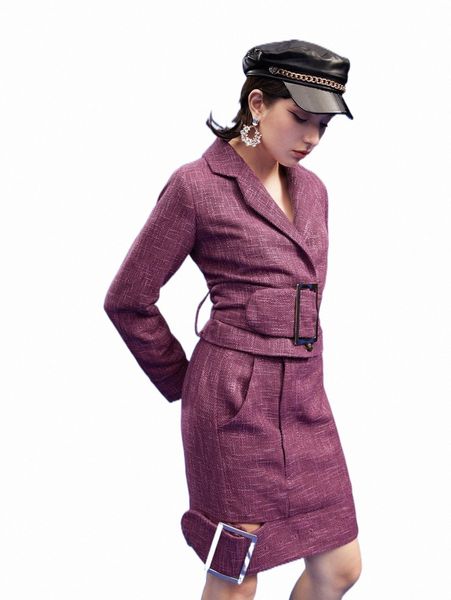 

women's down & parkas x miss bos plaid lapel collar grommet belted overcoat z4dg#, Black