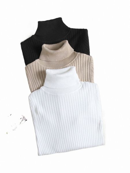 

women's sweaters 3pcs turtle neck ribbed knit sweater l4v3#, White;black