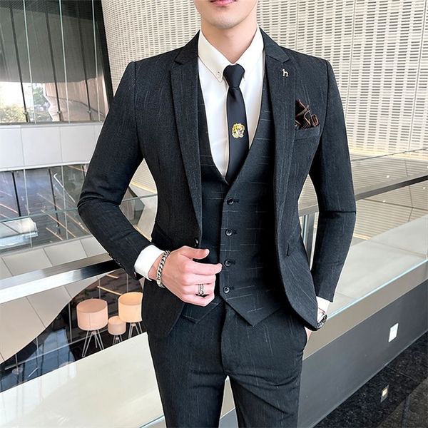 

men's suits blazers boutique 5xlblazer vest trousers men's elegant fashion business a variety of gentlemen casual formal suit thre, White;black