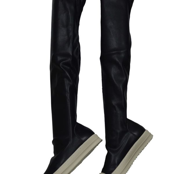 

boots owen seak women shoes over knee high luxury trainers winter casual pu leather brand snow spring flats black big size 220908