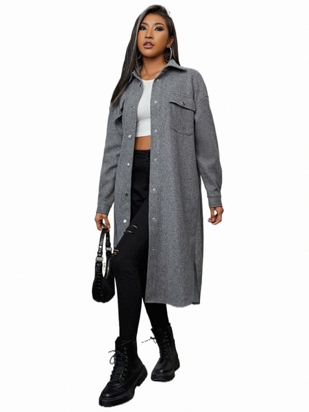 

women's down & parkas drop shoulder flap pocket overcoat u7lm#, Black