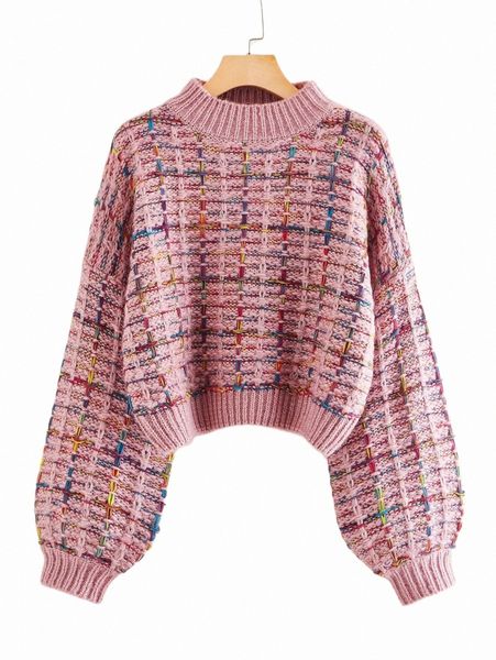 

women's sweaters mock-neck boucle knit sweater i8x0#, White;black