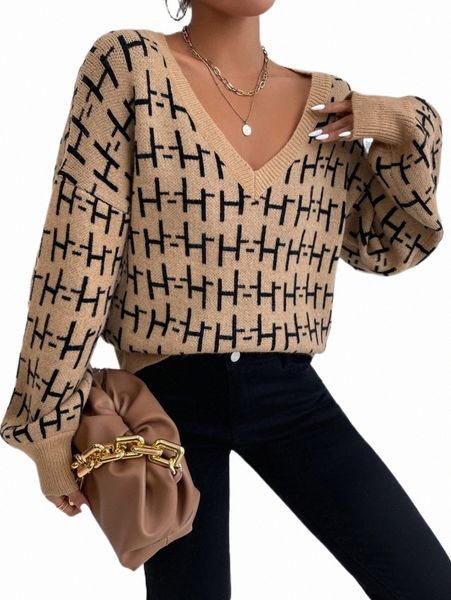 

women's sweaters allover pattern drop shoulder sweater y0kg#, White;black