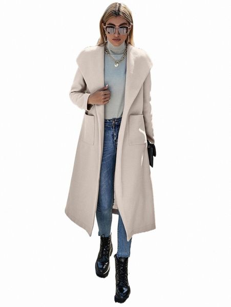 

women's down & parkas dual pocket self tie overcoat 60qb#, Black