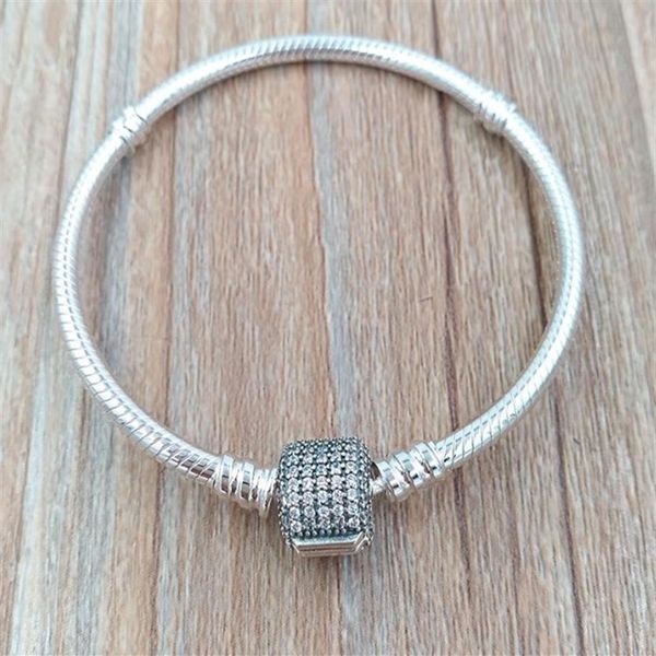 

charm bracelets authentic 925 sterling silver silver bracelet with clear cubic zirconia fits european pandora style jewelry charms215e, Golden;silver