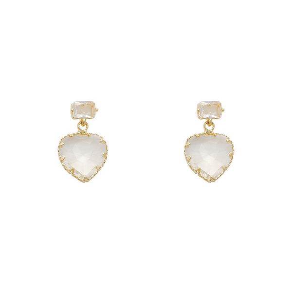 

youngdeer zircon charm earrings clear heart love earring jewelry, Golden