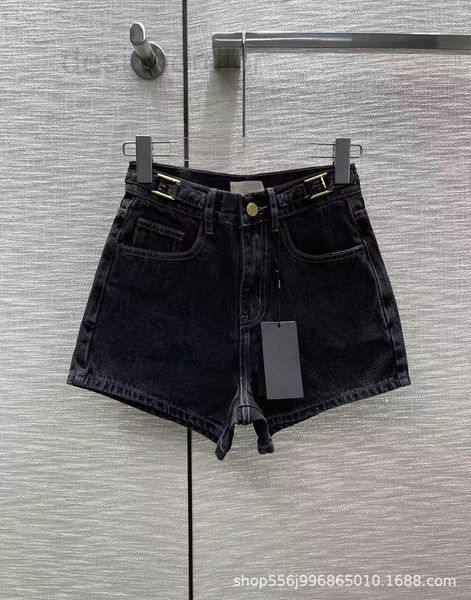 

women's jeans designer nanyou quality 2022 f family summer wild classic letter hardware buckle decoration denim shorts, Blue