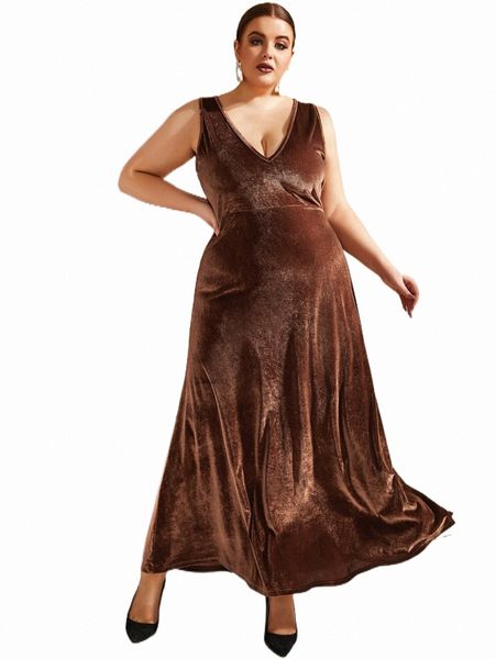 

plus size dresses sbetro plus tie back plunging neck velvet dress f57g#, Black
