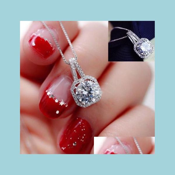 

pendant necklaces 925 sterling sier pendant necklace american european cubic zirconia diamond girls jewelry wholesale dr dhmxw, Silver