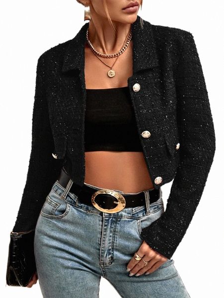 

women's jackets flap detail single breasted tweed jacket q9vt#, Black;brown