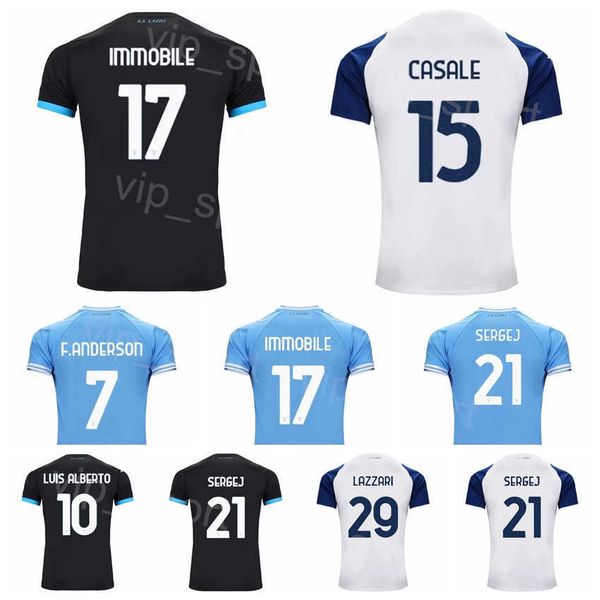 

2022-23 club soccer lazio jerseys fc immobile marusic romagnoli patric lazzari provedel milinkovic-savic anderson cataldi vecino luis albert, Black;yellow