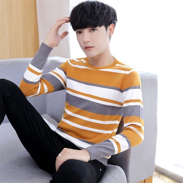 

men s sweaters men spring autumn black yellow gray green o neck pullovers daily casual fashion mens long sleeve 220908, White;black