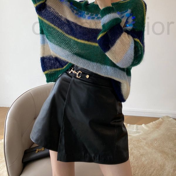 

women's jumpsuits & rompers designer 2021 autumn new leather shorts high waist irregular a-shaped wide leg pants show a sense of thin d, Black;white