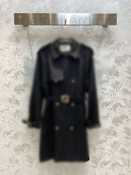 

women's trench coats designer fd 22 autumn and winter new rayon dark pattern jacquard belt trench coat, Tan;black