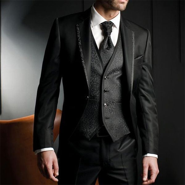 

men's suits blazers floral slim fit wedding tuxedo for groom 3 piece man fashion suits jacket waistcoat with pants notched lapel male c, White;black