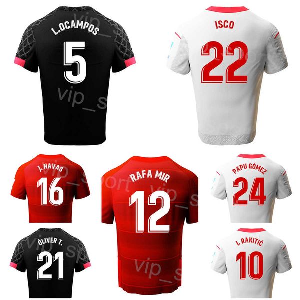 

2022-23 club soccer 24 papu gomez jerseys 10 ivan rakitic 9 jesus corona 17 erik lamela 5 lucas ocampos 15 youssef en-nesyri football shirt, Black;yellow