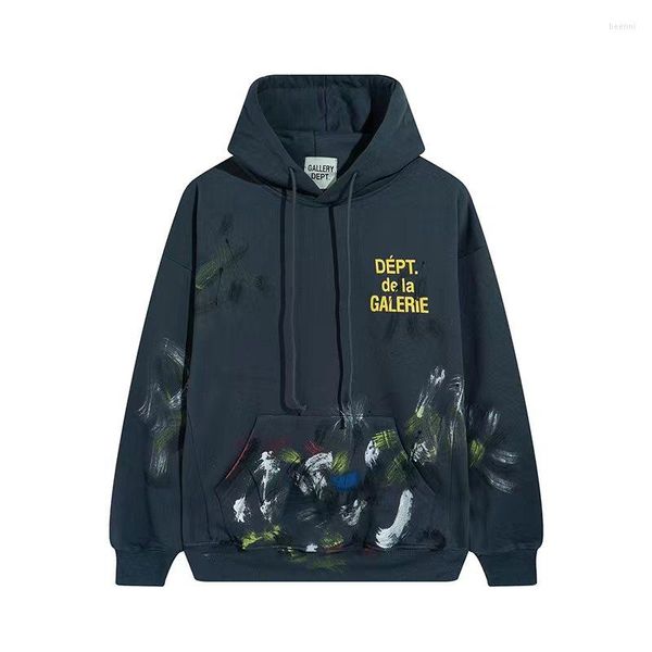 

men's hoodies hand-painted splash ink sweatshirt drawstring hooded high street loose men women tide, Black