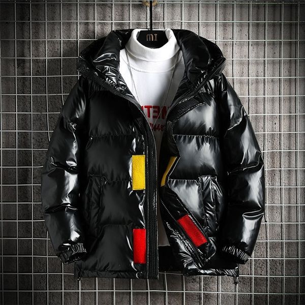 

men's down parkas thick warm men's winter solid color hooded jacket parka outwear casual fashion windbreaker zipper coat overcoat, Black