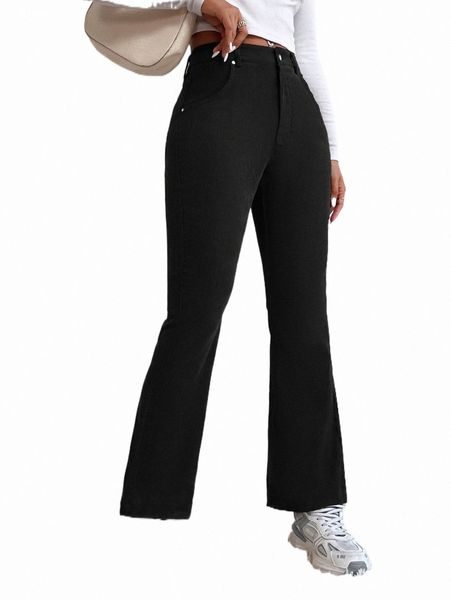 

women's pants & capris petite slant pocket flare leg corduroy pants 22dk#, Black;white