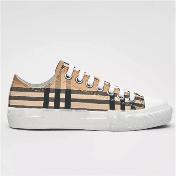 

print check cotton sneakers designer shoes women men lace up lattice leather sneaker vintage outdoor casual no288236f, Black