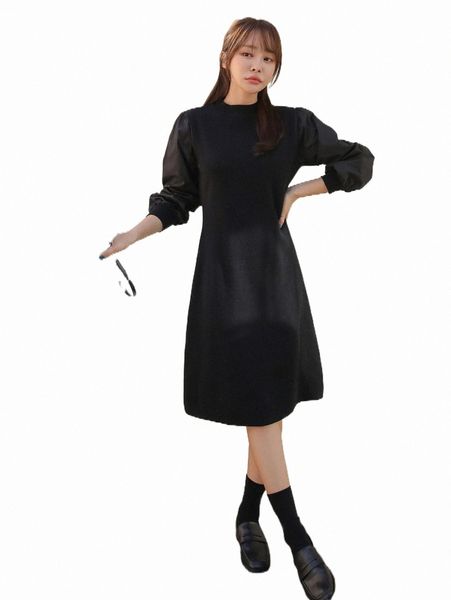 

women's sweaters dazy mock neck puff sleeve sweater dress c0w2#, White;black