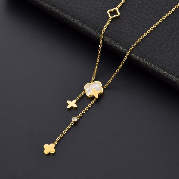 

classic design gold clover lock pendant necklace jewelry for women gift, Silver