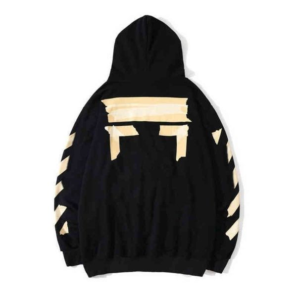 

fashion mens loose offs hoodies quality brand classic sweatshirts hoodie cotton pullover longs sleeved back oil paint arrow x men women autu, Black