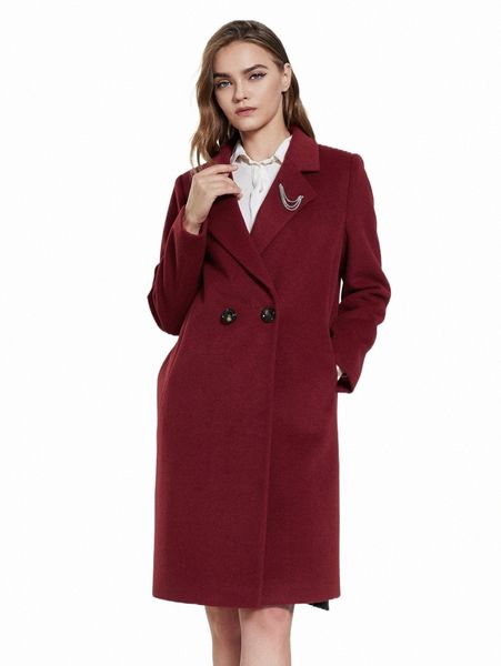 

women's down & parkas miegofce lapel collar double button placket overcoat h9vo#, Black