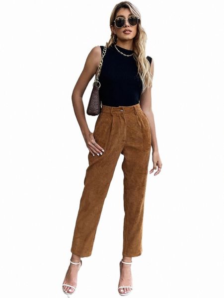 

women's pants & capris high waist slant pocket corduroy pants 95hy#, Black;white