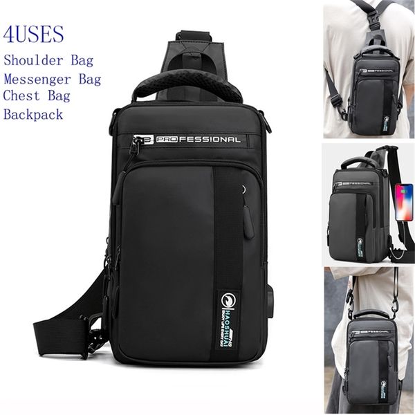 

backpack nylon chest bags usb charging male cross body military multi-layer men rucksack sling bag one shoulder 220909
