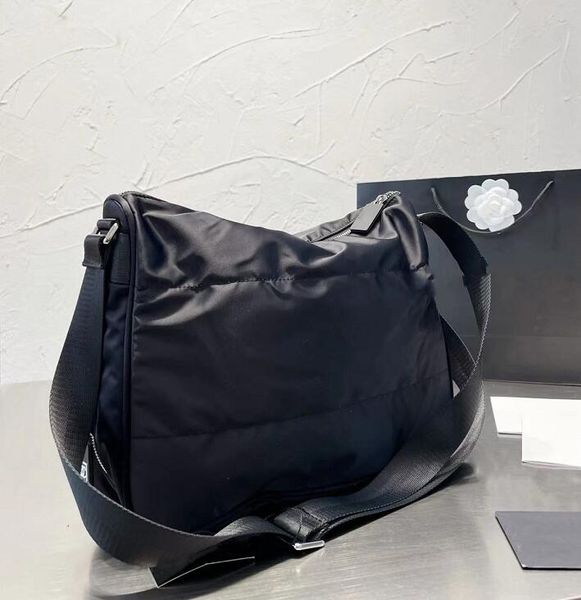 

luxury quality black fashion nylon tote bag leather waterproof high capacity shopping bag designer shoulder handbag women's purse