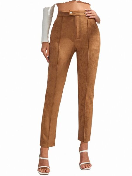 

women's pants & capris high waist seam detail suede pants c9at#, Black;white