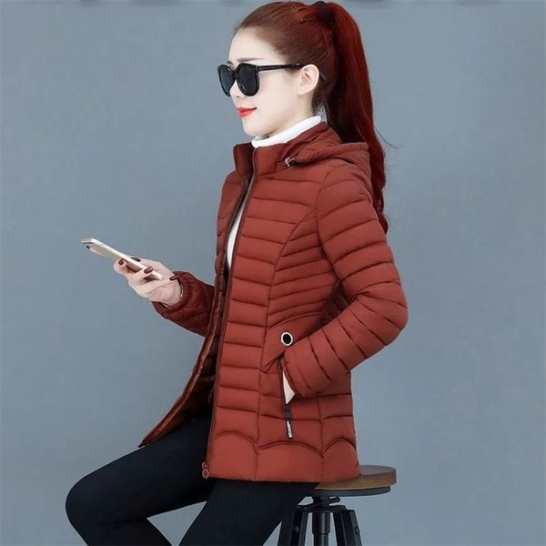

women's down parkas slim short casual cotton padded jacket autumn winter jacket women's parkas warm long sleeve hooded coats solid, Black