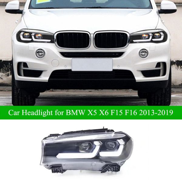 

f15 led daytime running head light for bmw x5 x6 headlight assembly 2013-2019 f16 f85 dynamic turn signal dual beam lens auto lamp