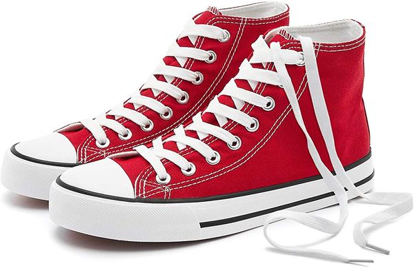 

red high-canvas sports classic canvas walking sneakers
