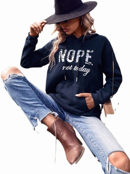 

women's hoodies & sweatshirts slogan graphic thermal drawstring hoodie s18a#, Black