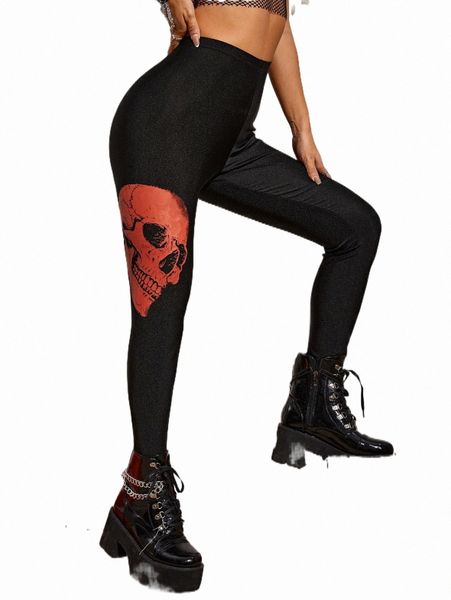 

women's shorts skull print high waist leggings o1ku#, White;black