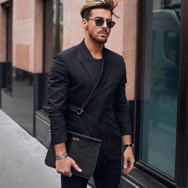 

men's suits blazers streetwear black buckle men suits with belt tuxedos costume terno masculino groom prom slim fit blazer 2 pcs jacket, White;black