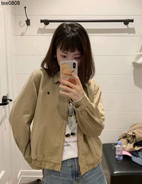 

american 2022 rl jacket short coat women's pony polo lapel thin jacket, Black;brown