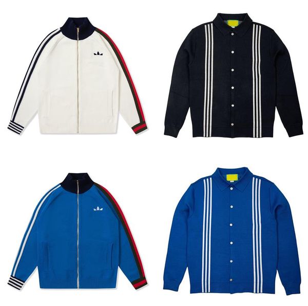 

designer men sweater zipper jacket knitted long sleeve knitted lapel sweaters cardigan coat knits loose style, White;black