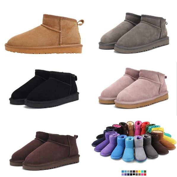 

girl women mini snow boots australia sheepskin short ankle u5854 soft comfortable keep warm boot with card dustbag beautiful gift transshipm, Black