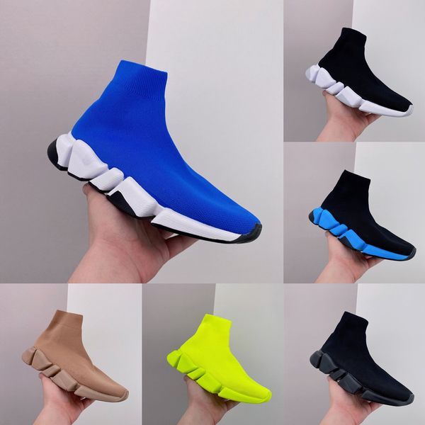 

wholesale brand designer socks shoe new knitting mesh men women runner sock boots high platform black white slip on triple s soft casual sne
