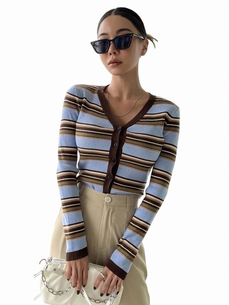 

women's sweaters dazy striped button front cardigan e1kr#, White;black