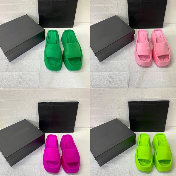 

2022 new ladies slippers designer platform sandals candy color versatile slipperss home shoe height increasing shoess beach slippers catwalk, Black