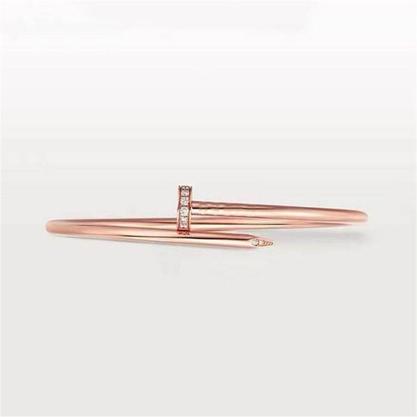 

thin small model slim nail bracelets bangles for women men cubic zirconia 316l titanium steel jewelry designer jewelry3176, Black