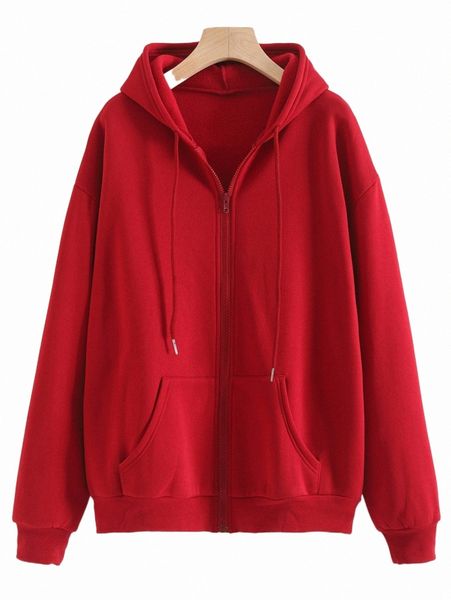 

women's hoodies & sweatshirts solid zip up drawstring thermal lined hoodie z5fa#, Black
