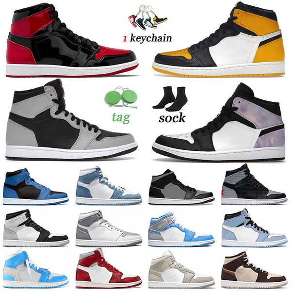 

designer 1 basketball shoes jumpman 1s stealth university blue women men trainers high og yellow toe diamond sports denim offs white cream d